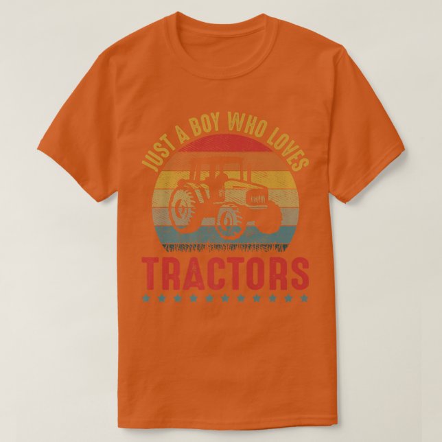T-shirt Rétro Juste Un Garçon Qui Aime Les Tracteurs Drôle (Design devant)