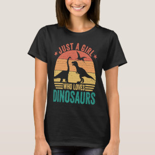 T-shirt Retro Juste Une Fille Qui Aime Les Dinosaures Pale
