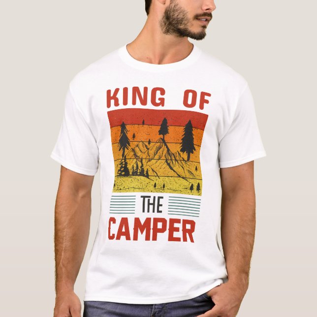 T-shirt Retro King of the Camper Camping Tee (Devant)