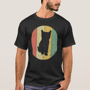 T-shirt Rétro Kitten Vintage Chat Silhouette Animal 80s 90