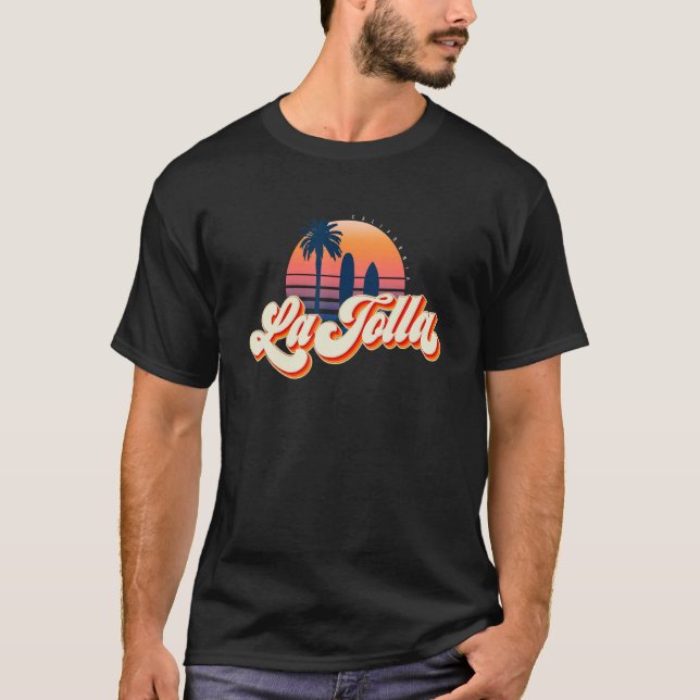 T-shirt Retro La Jolla les années 70 Californie Sunset Sur (Devant)