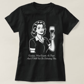 T-Shirt Rétro 'Le Vin Compte Comme un Fruit'