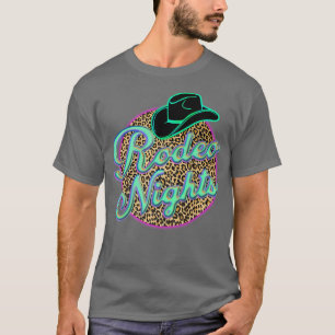 T-shirt Retro Leopard Cowboy Hat Rodeo Night Western Count