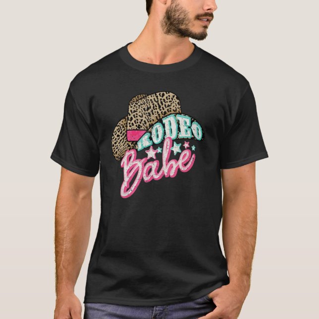 T-shirt Retro Leopard Cowgirl Casquette Rodeo Babe Western (Devant)