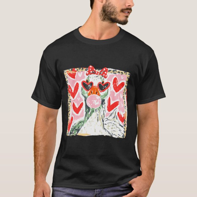 T-shirt Retro Leopard Valentine Goose Funny Nk Coquette Lo (Devant)