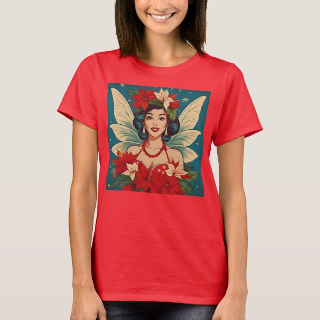 T-shirt Retro les années 50 Tropical Christmas Pin-Up Beau (Devant)