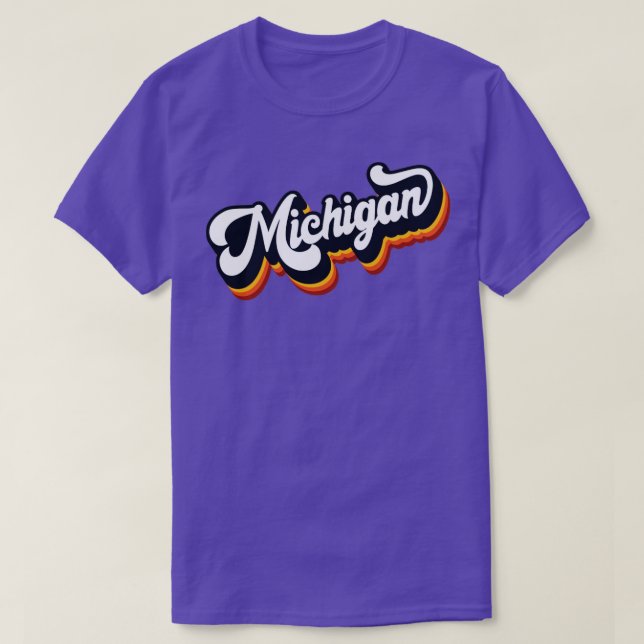 T-shirt Retro les années 70 Lettering Michigan (Design devant)