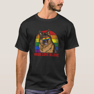 T-shirt Retro Lgbt Pride Love Is Love German Shepherd Dog