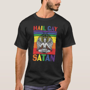 T-shirt Retro Lgbt Rainbow Flag Hail Gay Satan Lgbt Goth G