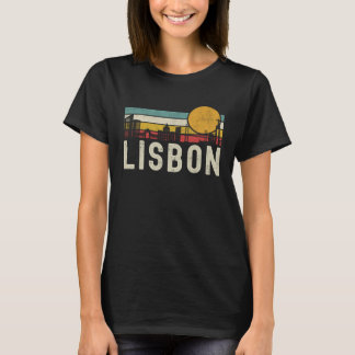 T-shirt Retro Lisbonne Sunset Skyline Paysage Lisbonne Por