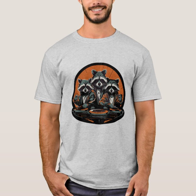 T-shirt Retro Look Band of Raccoon Enregistrement Artistes (Devant)