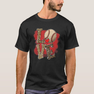 T-shirt Retro Love Baseball Leopard Chetaah Cheetah Patter