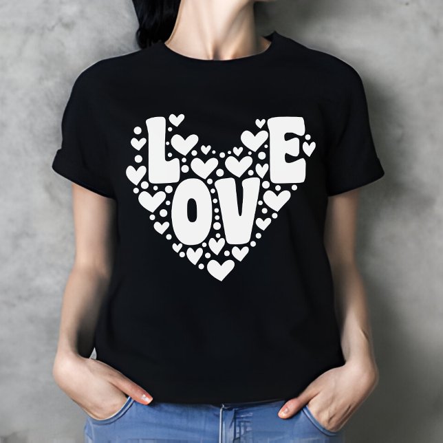T-shirt Retro Love Heart Black Femmes de la Saint-Valentin (Créateur téléchargé)