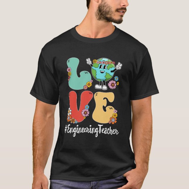 T-shirt Retro Love World Jour des terres 2023 Enseignants  (Devant)