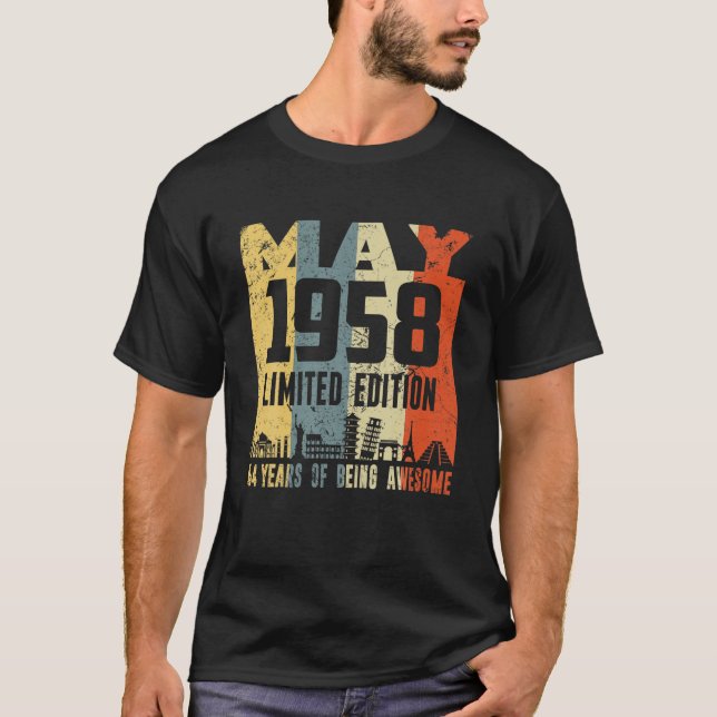 T-shirt Retro Mai 1958 Funny 64E Anniversaire (Devant)