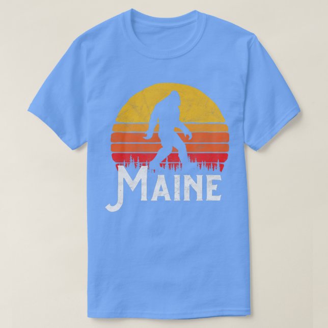 T-shirt Rétro Maine Bigfoot Silhouette Soleil Croire (Design devant)