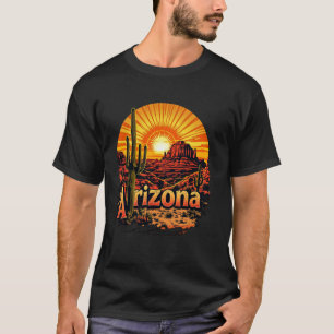 T-shirt Rétro Maison de l'Arizona AZ Désert Coucher de sol