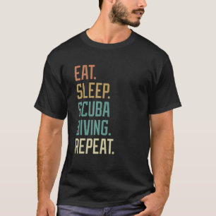 T-shirt Retro Manger Sleep Plongée Scuba Répéter Vintage