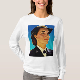 T-shirt Rétro marine militaire vintage de vagues de femmes
