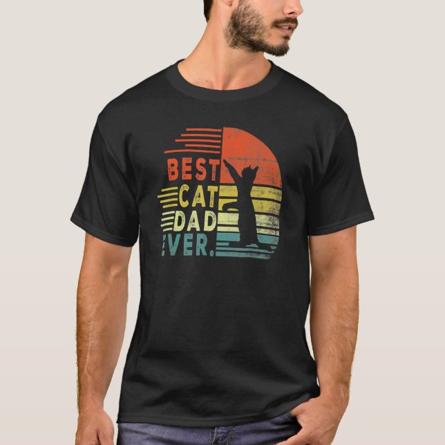 T-shirt Retro Meilleur Chat Papa Jamais Chat Papa Père Fêt (Devant)