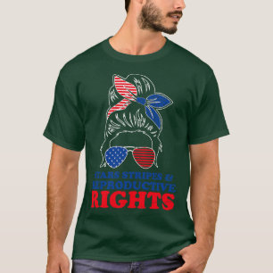 T-shirt Retro Messy Bun Pro Choice Stars Stripes Reproduct