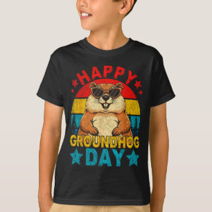T-shirt Rétro Mignon Marmotte Bonne Fête De La Marmotte An