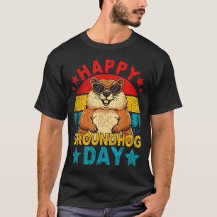 T-shirt Rétro mignon marmotte jour de la marmotte heureux