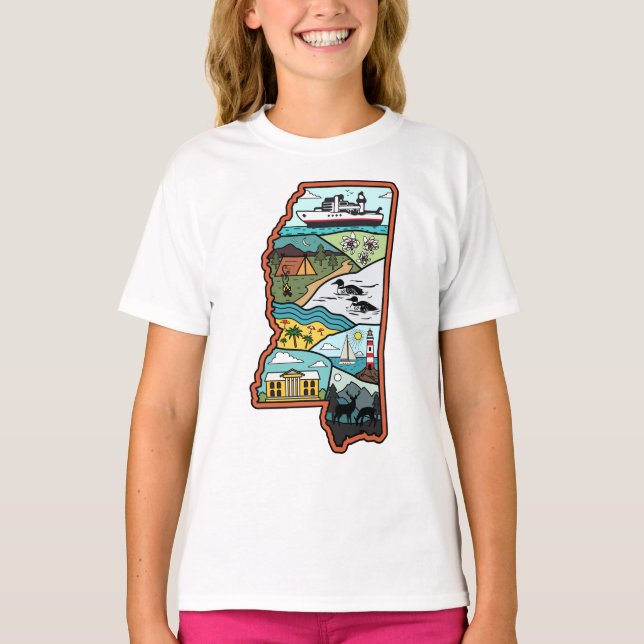T-shirt Retro Mississippi Biloxi Laurel MS State Souvenir (Devant)