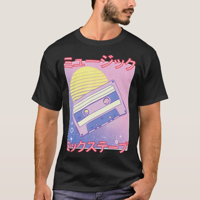T-shirt Rétro Mix bande 80s Vaporwave esthétique japonaise (Devant)