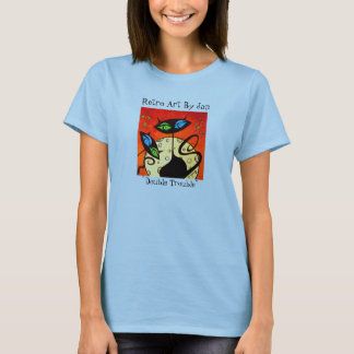 T-shirt Retro Mod Black Cat T Pop Artiste Jan A. Sullivan
