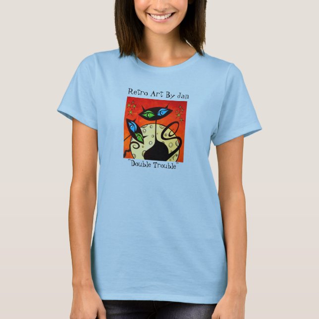 T-shirt Retro Mod Black Cat T Pop Artiste Jan A. Sullivan (Devant)