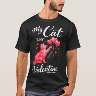 T-shirt Rétro Mon Chat Est Mon Valentin Chaton Amoureux Fe