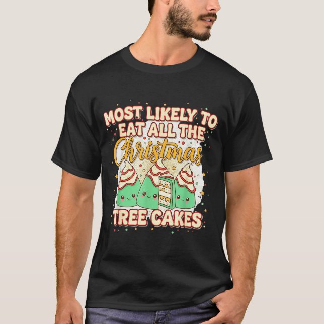 T-shirt Retro Most Likely To Eat All The Christmas Tree Ca (Devant)