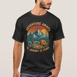 T-shirt Retro Mountain Camping Hiking Adventure