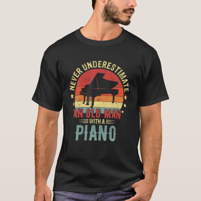 T-shirt Retro Ne Sous-Estime Jamais Le Vieux Homme Avec Pi (Devant)