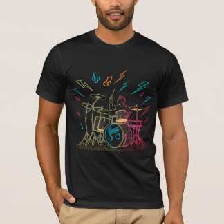 T-shirt Retro Neon Drummer