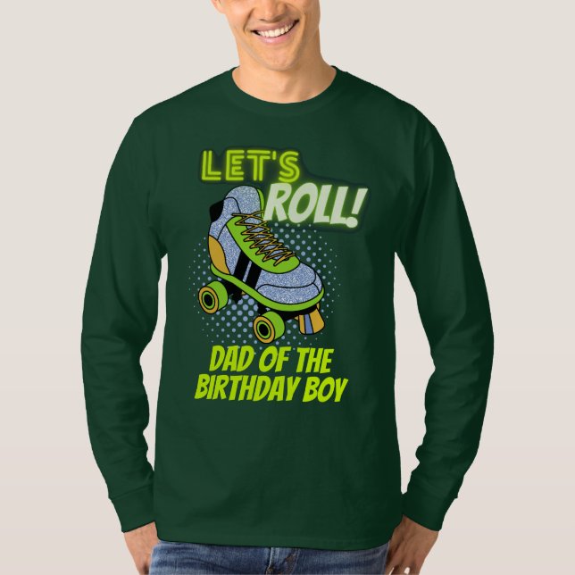 T-shirt Retro Neon Roller Patins Lets Roll Anniversaire Éq (Devant)