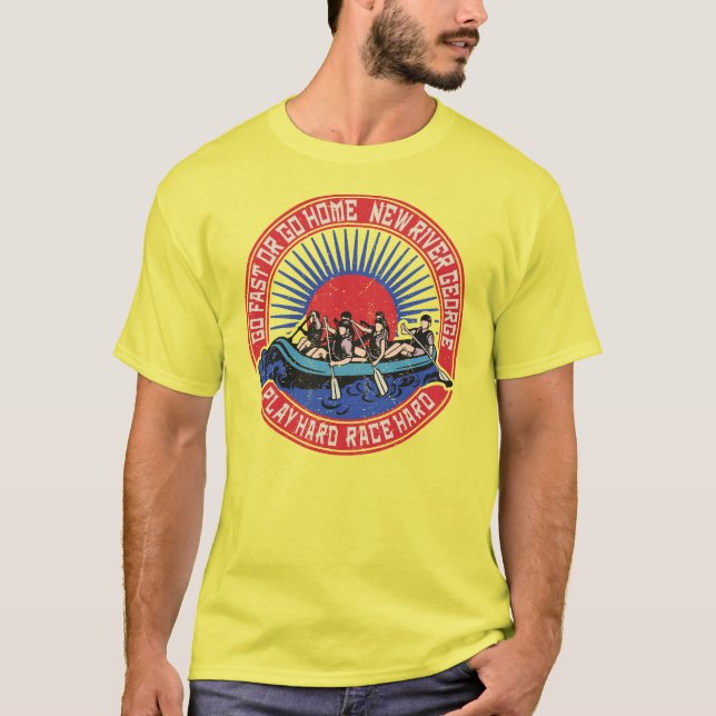 T-shirt Retro New River George Rafting (Devant)