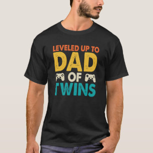 T-shirt Retro nivelé jusqu'à papa de jumeaux typographie d