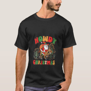 T-shirt Retro Noël Cowboy Santa Claus Noël Howdy Ligh