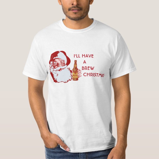 T-shirt Rétro Noël de Brew de bière du père noël (Devant)