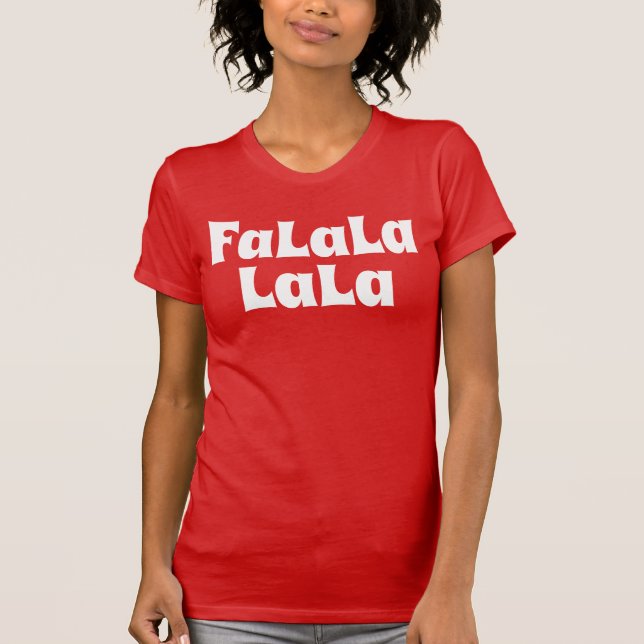 T-shirt Rétro Noël Rouge Blanc Fa La La La (Devant)