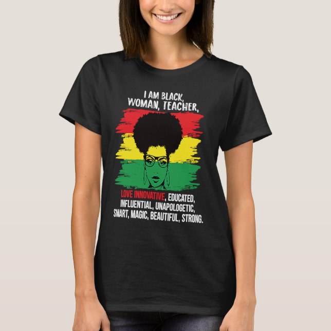 T-shirt Retro Noir Histoire Mois Fier Noir Enseignant Magi (Devant)