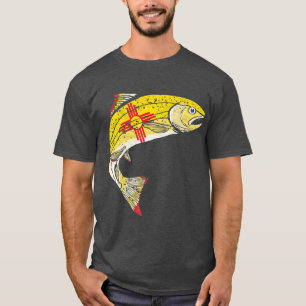 T-shirt Retro Nouveau-Mexique Drapeau truite Vintage pêche