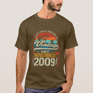 T-shirt Retro November 2009 13 Year Old Fishing Lover 13th