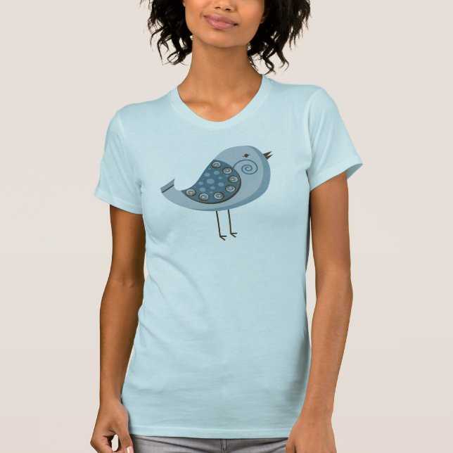 T-shirt Rétro oiseau bleu (Devant)
