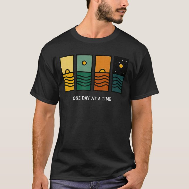 T-shirt Retro One Day at Aime Motivational Quote Retro Sun (Devant)