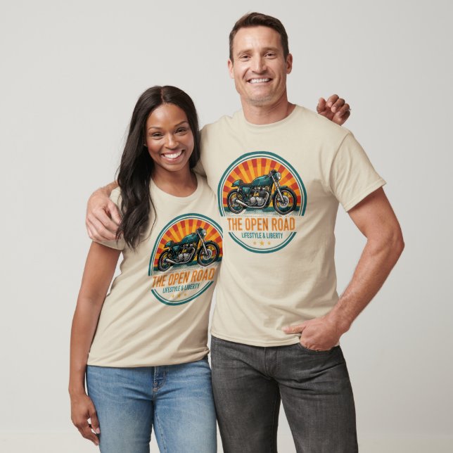 T-shirt Retro Open Road Motorcycle Cafe Racer Unisex (Unisexe)