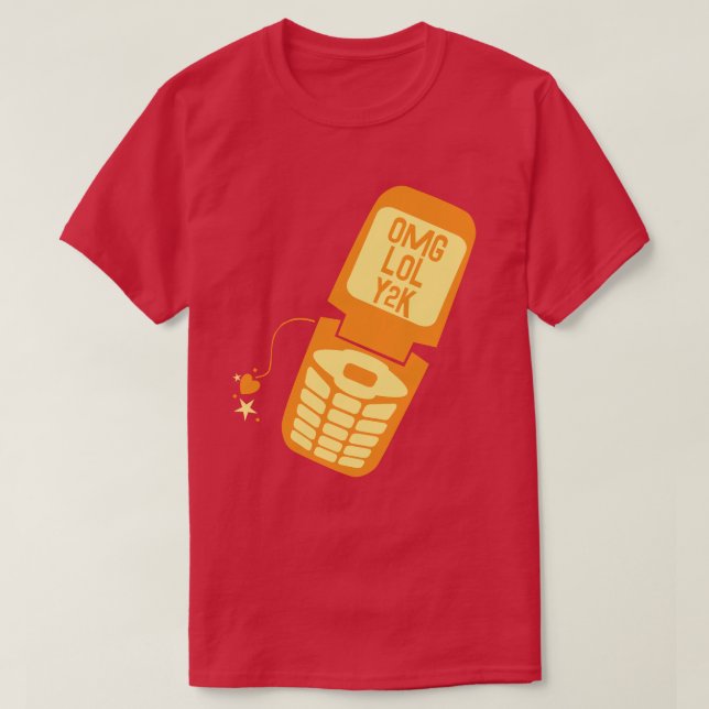 T-Shirt Retro Orange Flip Phone (Design devant)