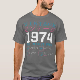 T-shirt Retro Otaku Kanji Vintage 1974 Anniversaire Ramen